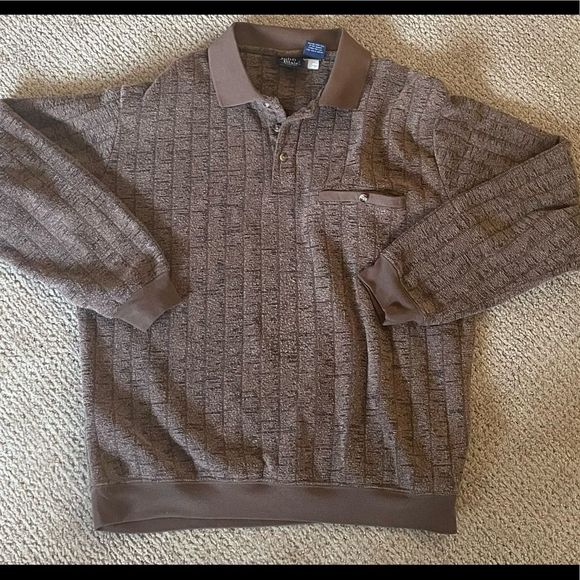 John Blair Other - John Blair Vintage Long Sleeve Brown Polo Shirt — Mens Large